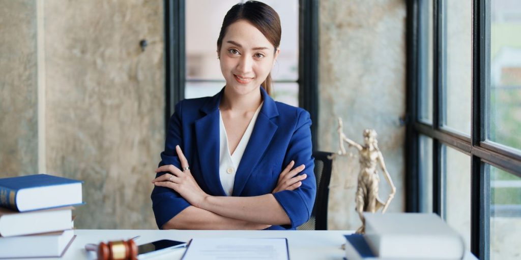 Attorney sitting at her desk
